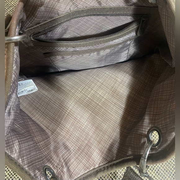 Thirty-one Tote Water Resistant Brown/Beige Textured Straw Removable Straps - Picture 4 of 13